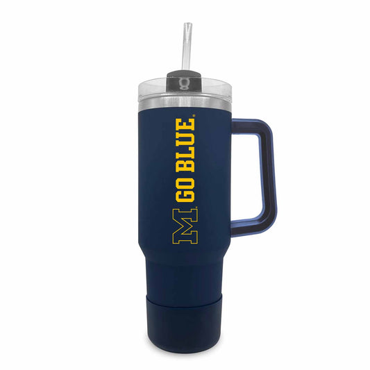 Michigan Wolverines College & University 40 oz Travel Tumbler With Handle - Navy