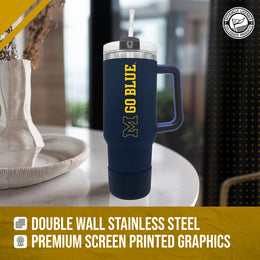 Michigan Wolverines College & University 40 oz Travel Tumbler With Handle - Navy