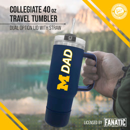 Michigan Wolverines Collegiate 40oz Stainless Steel Travel Tumbler with Handle for Dad - Navy