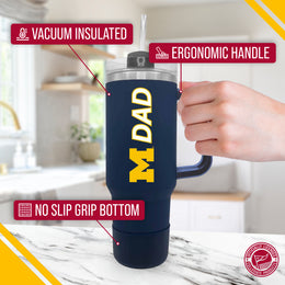 Michigan Wolverines Collegiate 40oz Stainless Steel Travel Tumbler with Handle for Dad - Navy