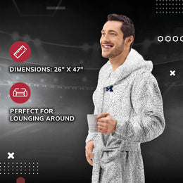 Michigan Wolverines NCAA Adult Plush Hooded Robe with Pockets - Gray