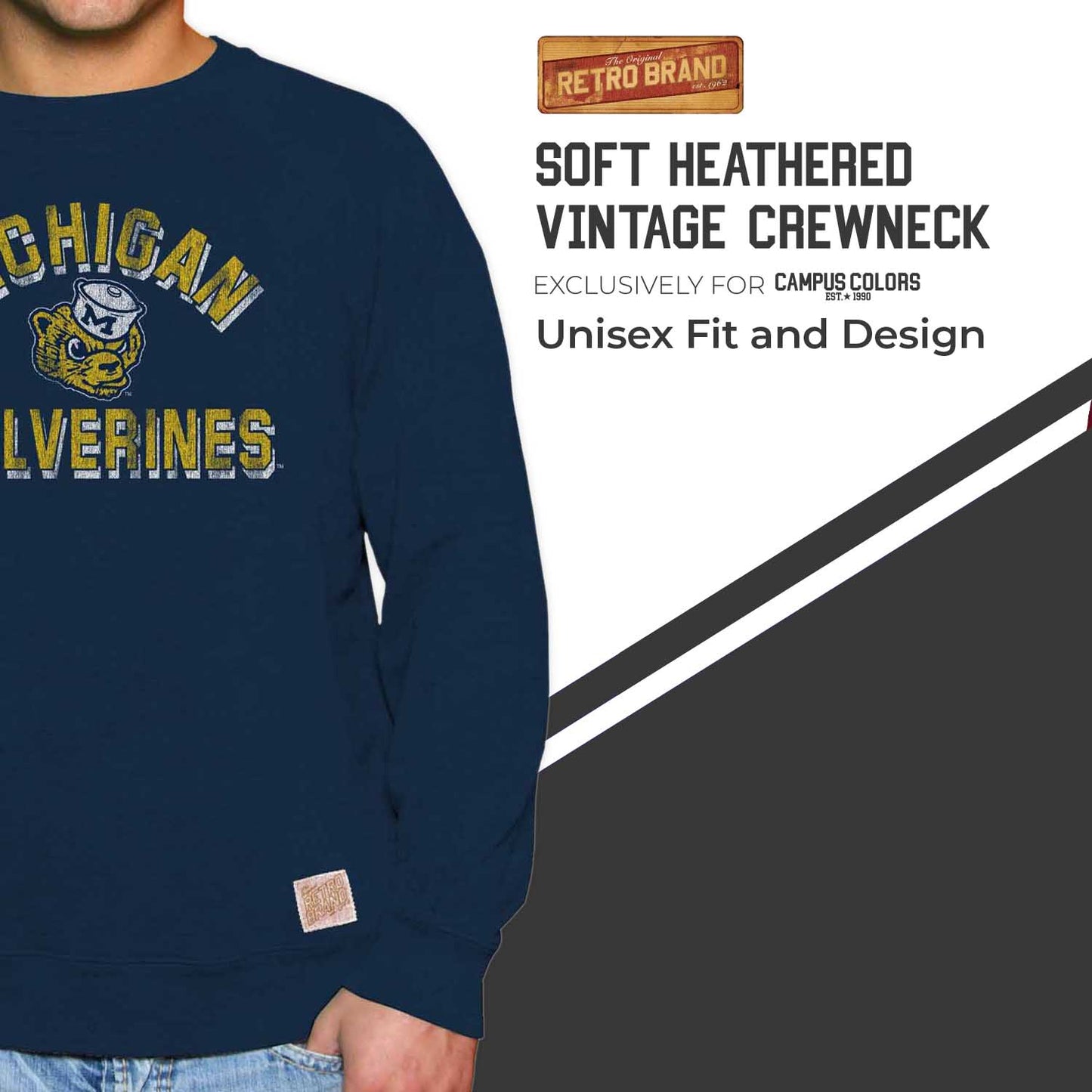 Michigan Wolverines Adult University Crewneck - Navy