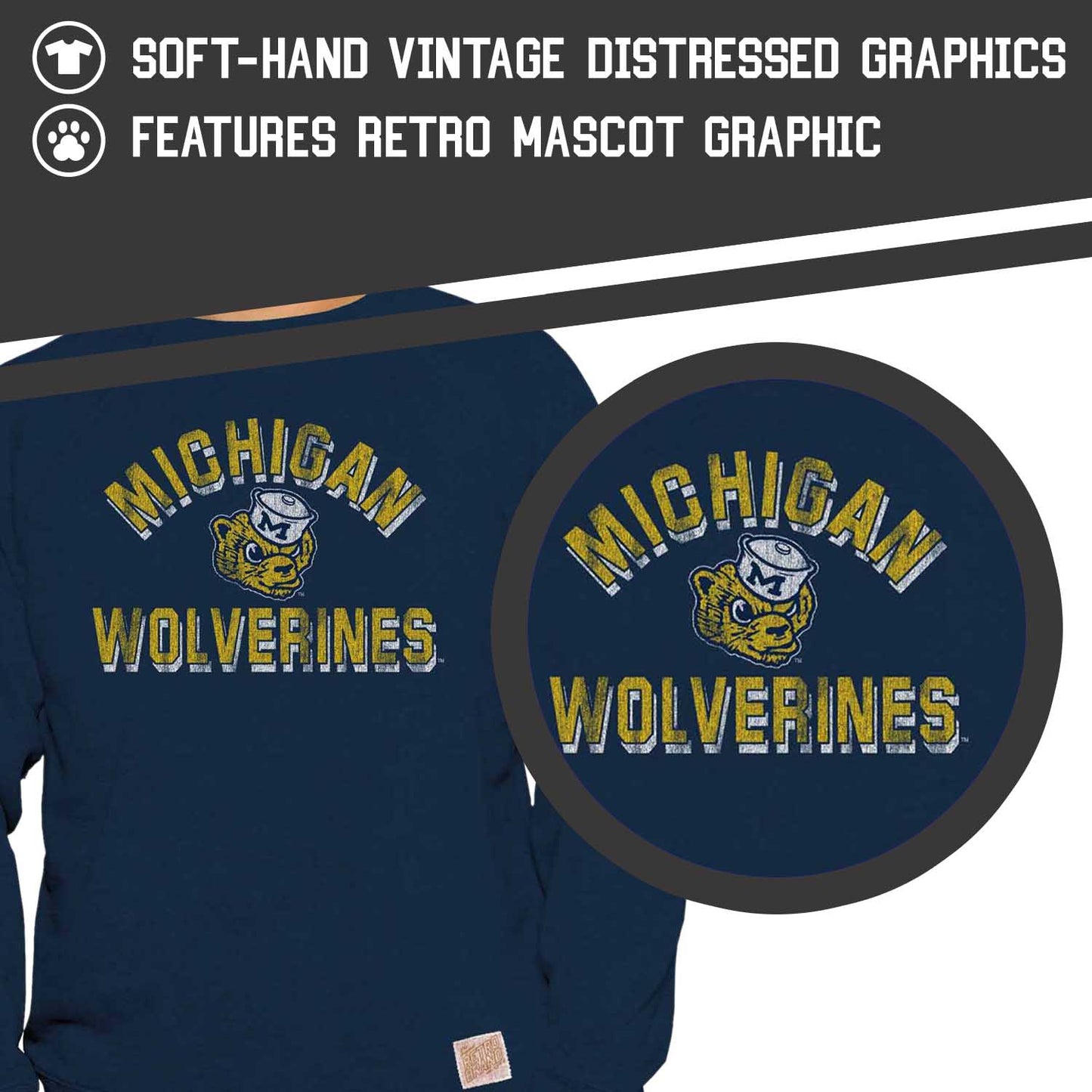 Michigan Wolverines Adult University Crewneck - Navy