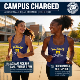 Michigan Wolverines NCAA Womens Tag-Less Ultra Soft Tailgate Tank Top - Navy Heather