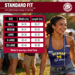 Michigan Wolverines NCAA Womens Tag-Less Ultra Soft Tailgate Tank Top - Navy Heather