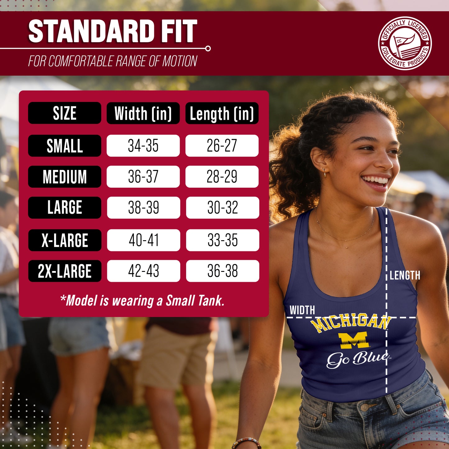 Michigan Wolverines NCAA Womens Tag-Less Ultra Soft Tailgate Tank Top - Navy Heather