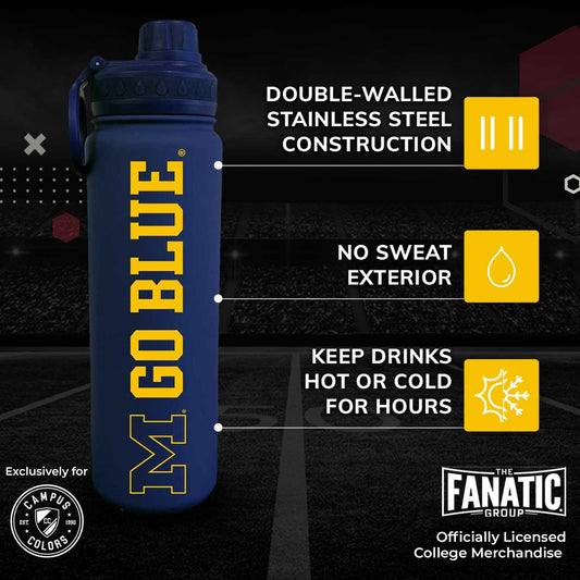 Michigan Wolverines NCAA Stainless Steel Water Bottle - Navy