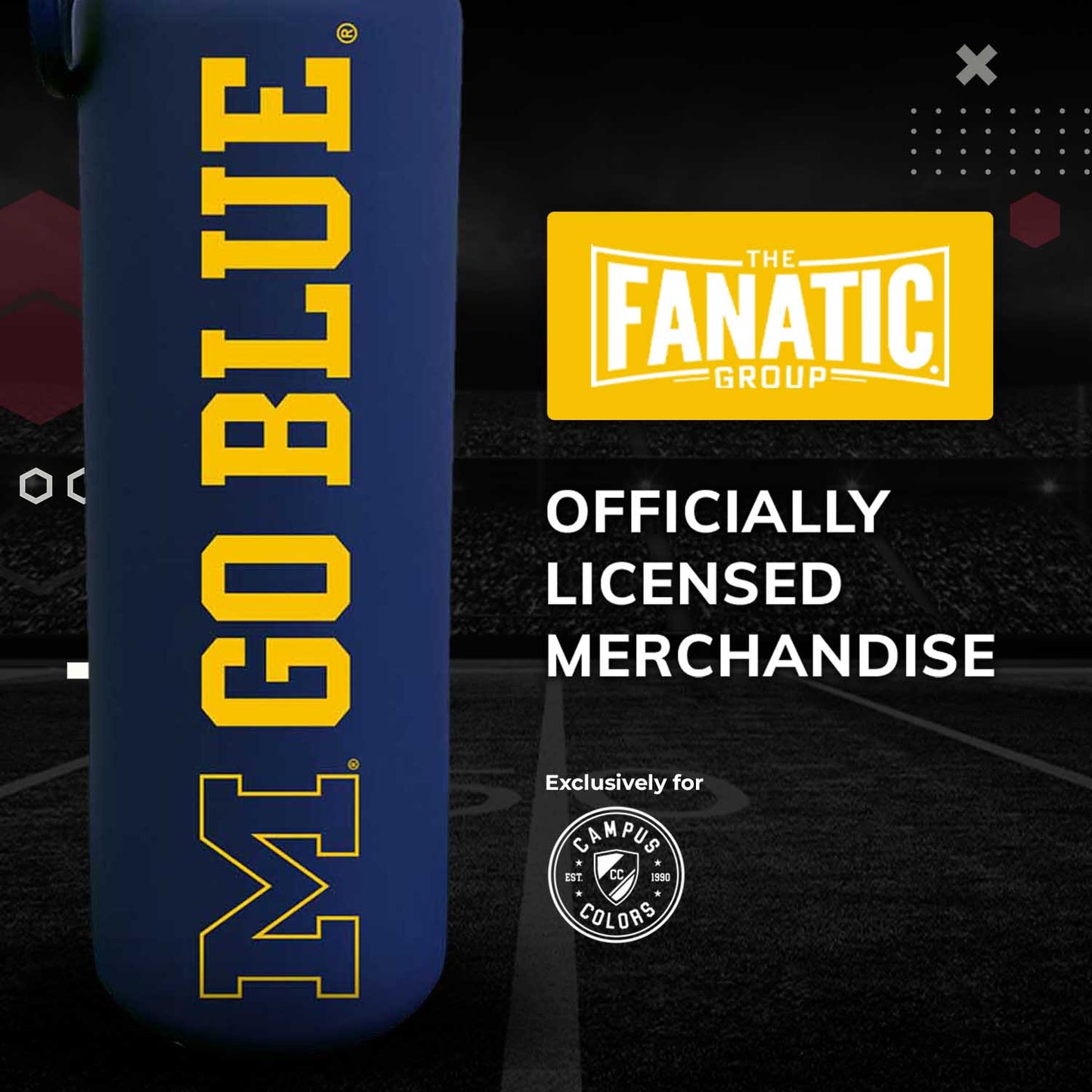 Michigan Wolverines NCAA Stainless Steel Water Bottle - Navy