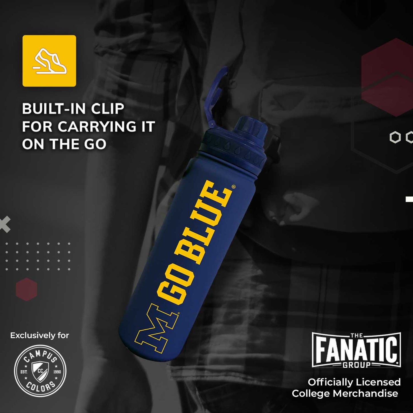Michigan Wolverines NCAA Stainless Steel Water Bottle - Navy