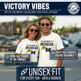 Michigan Wolverines NCAA Adult Unisex Varsity Club Pennant T-Shirt Tag-Less - Off White