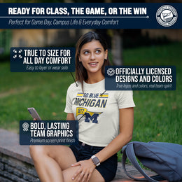 Michigan Wolverines NCAA Adult Unisex Varsity Club Pennant T-Shirt Tag-Less - Off White