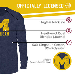Michigan Wolverines NCAA MVP Adult Long-Sleeve Shirt - Navy