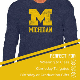 Michigan Wolverines NCAA MVP Adult Long-Sleeve Shirt - Navy