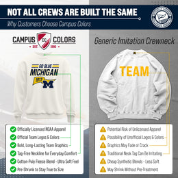 Michigan Wolverines NCAA Adult Unisex Varsity Club Pennant Crewneck Fleece Sweatshirt - Off White