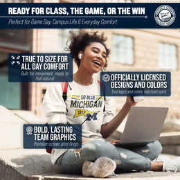 Michigan Wolverines NCAA Adult Unisex Varsity Club Pennant Crewneck Fleece Sweatshirt - Off White