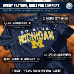 Michigan Wolverines NCAA Adult Unisex Starting Fresh T-Shirt - Navy Heather
