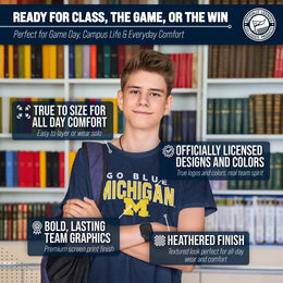 Michigan Wolverines NCAA Adult Unisex Starting Fresh T-Shirt - Navy Heather