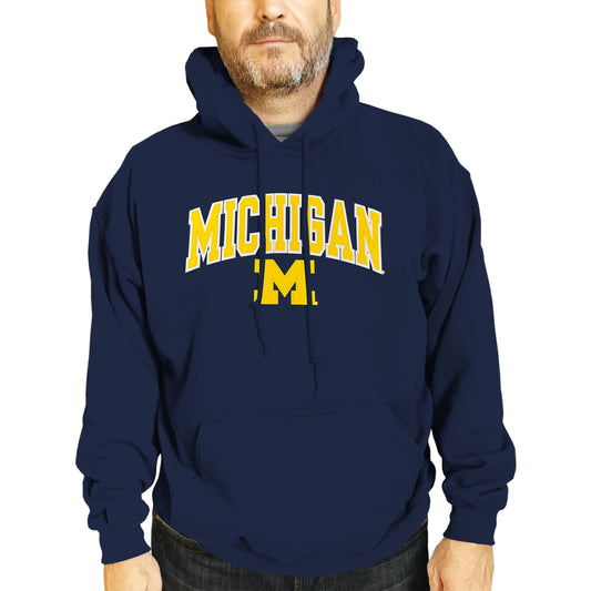 Michigan Wolverines NCAA Adult Tackle Twill Hooded Sweatshirt - Navy