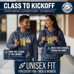 Michigan Wolverines NCAA Adult Unisex Starting Fresh Heathered Hooded Fleece Sweatshirt - Navy Heather
