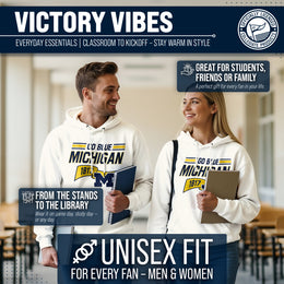 Michigan Wolverines NCAA Adult Unisex Varsity Club Pennant Hooded Fleece Sweatshirt - Off White