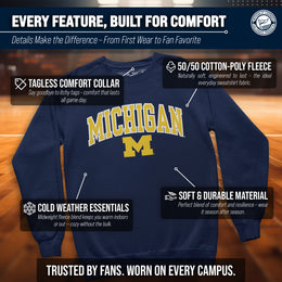 Michigan Wolverines Adult Tackle Twill Crewneck - Navy