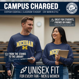 Michigan Wolverines Adult Tackle Twill Crewneck - Navy