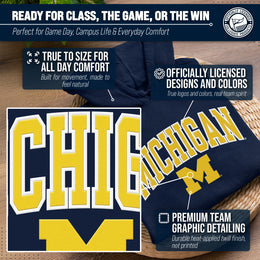 Michigan Wolverines NCAA Adult Tackle Twill Hooded Sweatshirt - Navy
