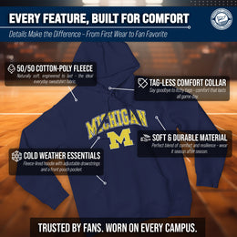 Michigan Wolverines Adult Arch & Logo Soft Style Gameday Hooded Sweatshirt - Navy