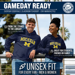 Michigan Wolverines Adult Arch & Logo Soft Style Gameday Hooded Sweatshirt - Navy