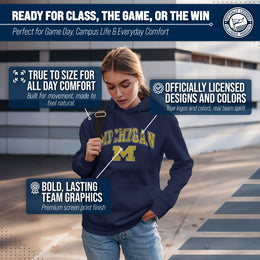 Michigan Wolverines Adult Arch & Logo Soft Style Gameday Hooded Sweatshirt - Navy
