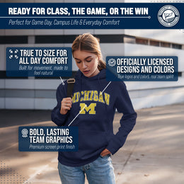 Michigan Wolverines Adult Arch & Logo Soft Style Gameday Hooded Sweatshirt - Navy