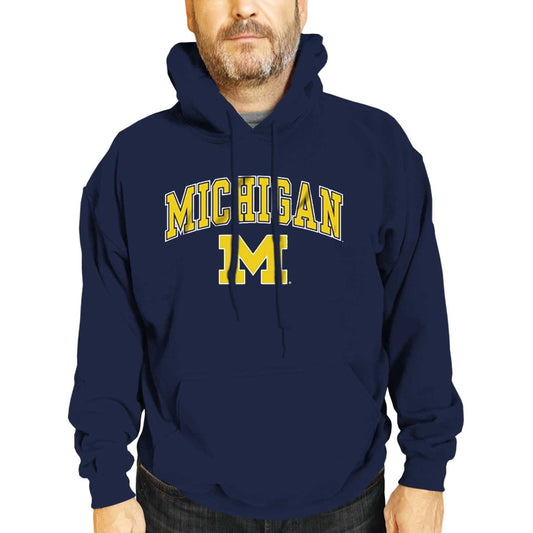 Michigan Wolverines Adult Arch & Logo Soft Style Gameday Hooded Sweatshirt - Navy