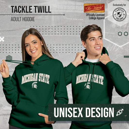 Michigan State Spartans NCAA Adult Tackle Twill Hooded Sweatshirt - Green