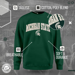 Michigan State Spartans NCAA Adult Tackle Twill Crewneck Sweatshirt - Green