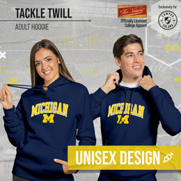 Michigan Wolverines NCAA Adult Tackle Twill Hooded Sweatshirt - Navy