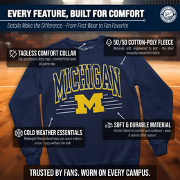 Michigan Wolverines NCAA Adult Unisex Overtime Classics Crewneck Fleece Sweatshirt - Navy