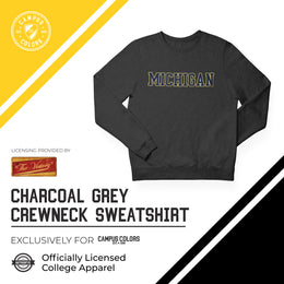 Michigan Wolverines NCAA Adult Charcoal Crewneck Fleece Sweatshirt - Charcoal