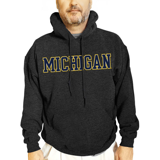Michigan Wolverines NCAA Adult Cotton Blend Charcoal Hooded Sweatshirt - Charcoal
