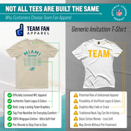 Miami Dolphins NFL Adult Big Date Tag-Less T-Shirt - Natural