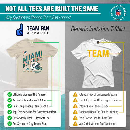 Miami Dolphins NFL Adult Distressed Helmet Tag-Less T-Shirt - Cream