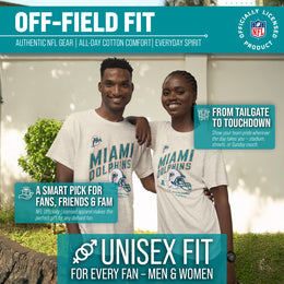 Miami Dolphins NFL Adult Distressed Helmet Tag-Less T-Shirt - Cream