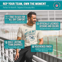 Miami Dolphins NFL Adult Distressed Helmet Tag-Less T-Shirt - Cream