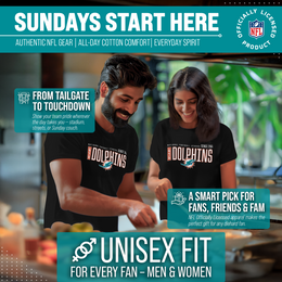 Miami Dolphins NFL Adult Modern Endzone Tag-Less T-Shirt - Black