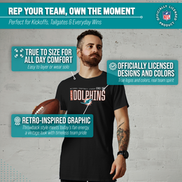 Miami Dolphins NFL Adult Modern Endzone Tag-Less T-Shirt - Black