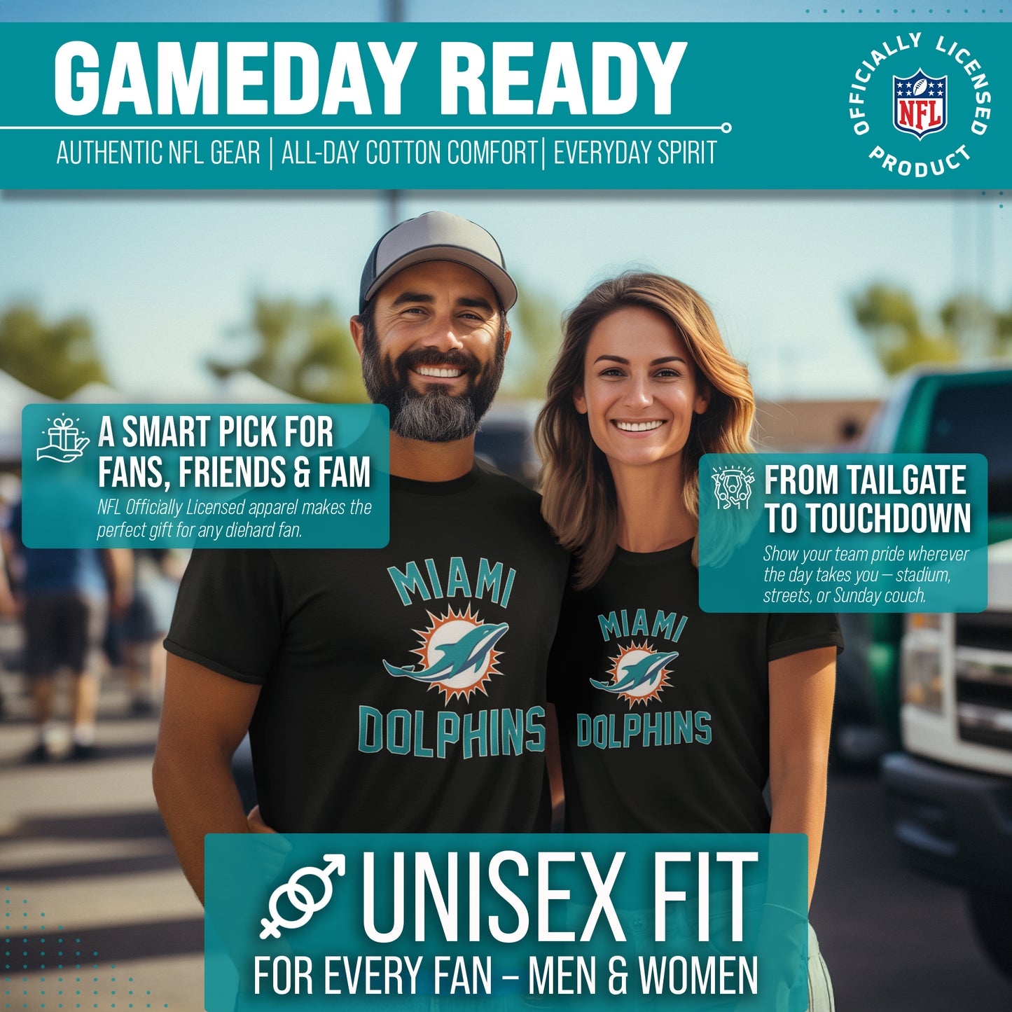 Miami Dolphins NFL Adult Gameday T-Shirt - Black