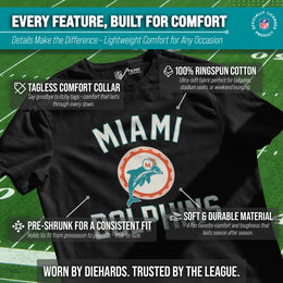 Miami Dolphins NFL Adult Retro Gameday Unisex T-Shirt - Black