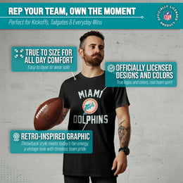 Miami Dolphins NFL Adult Retro Gameday Unisex T-Shirt - Black