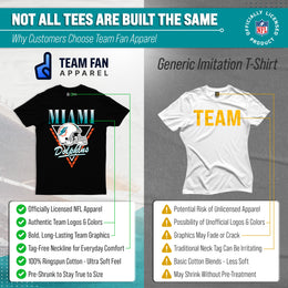Miami Dolphins NFL Adult Retro Triangle Unisex T-Shirt - Black