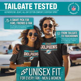 Miami Dolphins NFL Adult Team Block Tagless T-Shirt - Charcoal