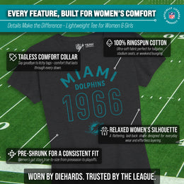 Miami Dolphins NFL Womens Big Date Tag-Less T-Shirt - Black